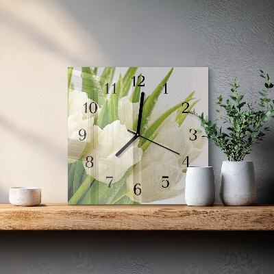 Wanduhr aus glas Tulpen