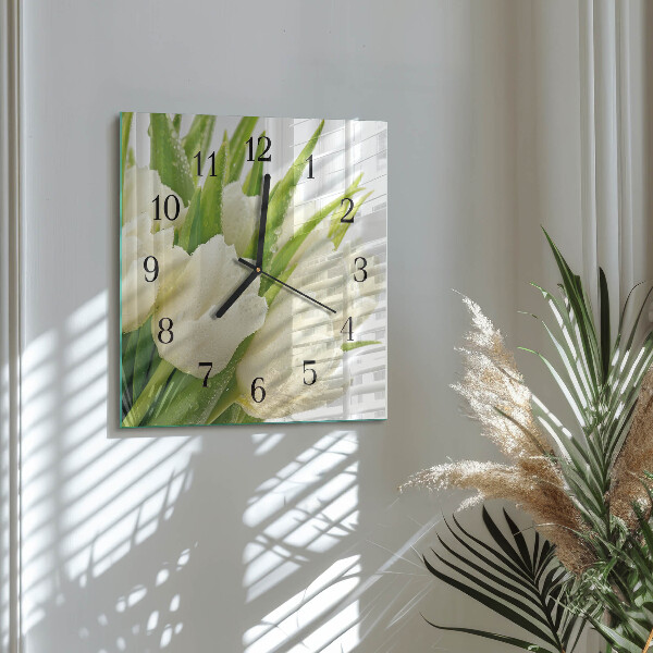 Wanduhr aus glas Tulpen