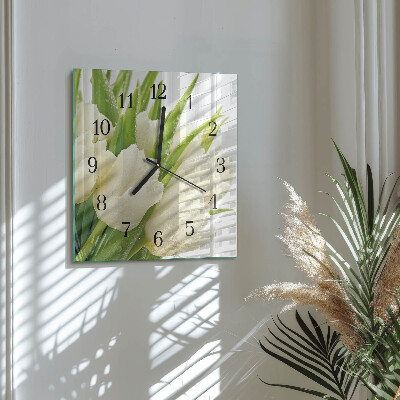 Wanduhr aus glas Tulpen