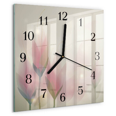 Wanduhr aus glas Blumen