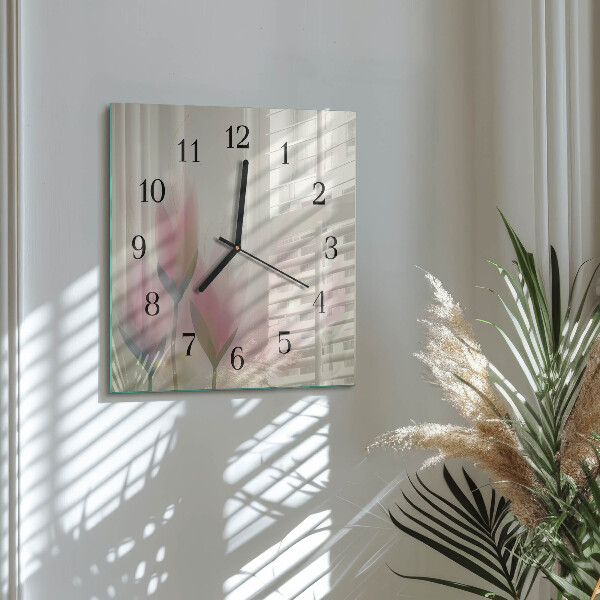 Wanduhr aus glas Blumen