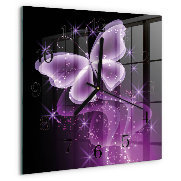 Wanduhr aus glas Schmetterling