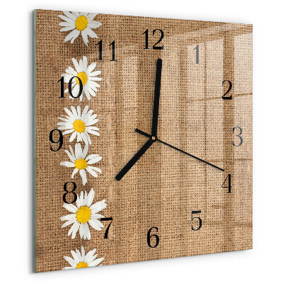 Wanduhr aus glas Gänseblümchen
