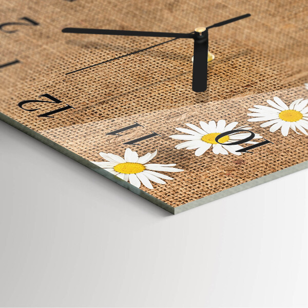 Wanduhr aus glas Gänseblümchen