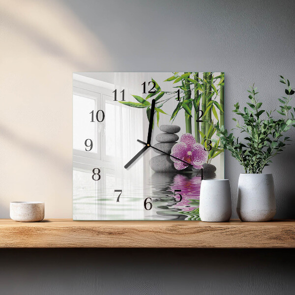 Wanduhr aus glas Orchideensteine