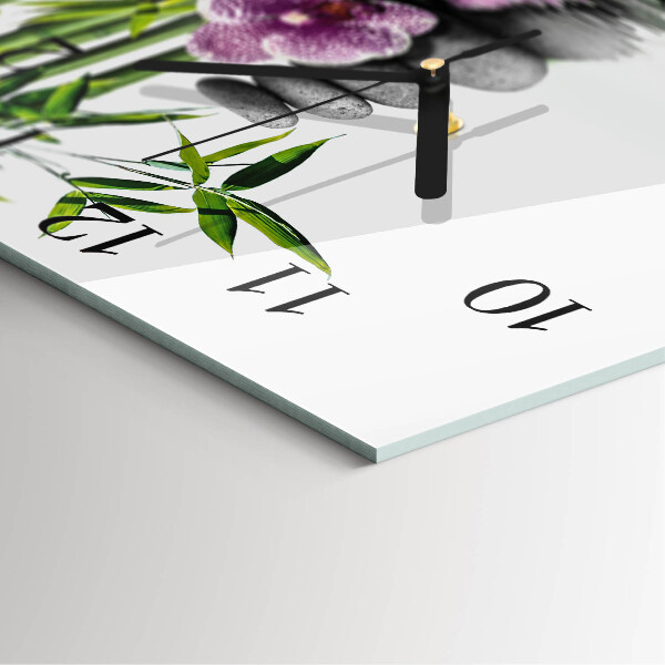 Wanduhr aus glas Orchideensteine
