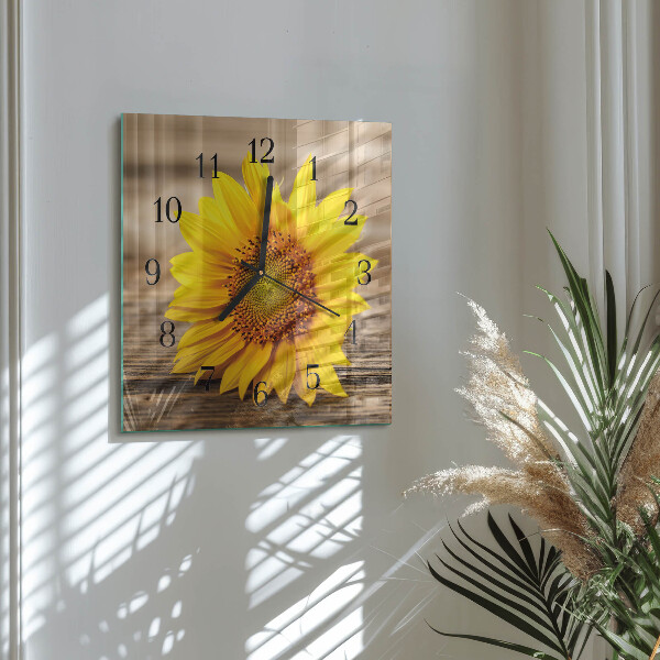 Wanduhr aus glas Sonnenblume