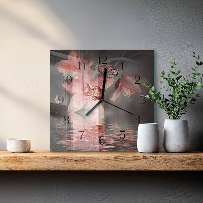 Wanduhr aus glas Orchidee
