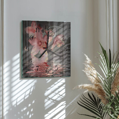 Wanduhr aus glas Orchidee