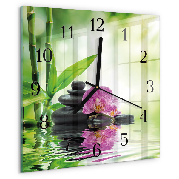Wanduhr aus glas Spa Orchidee