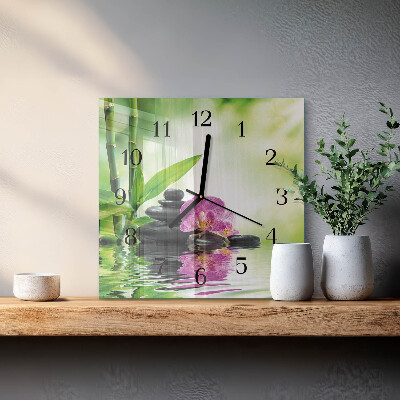 Wanduhr aus glas Spa Orchidee