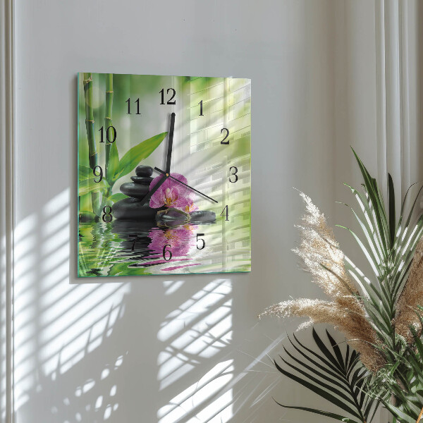 Wanduhr aus glas Spa Orchidee