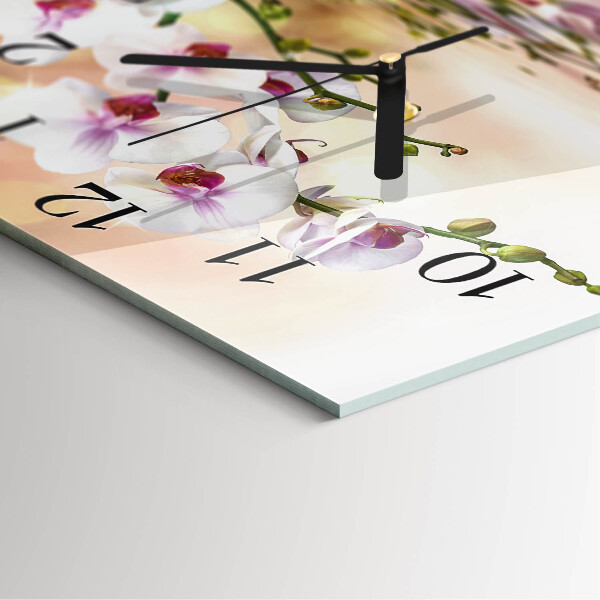Wanduhr aus glas Orchidee