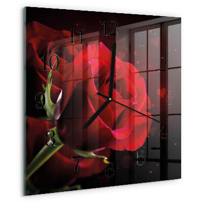 Wanduhr aus glas Rosen