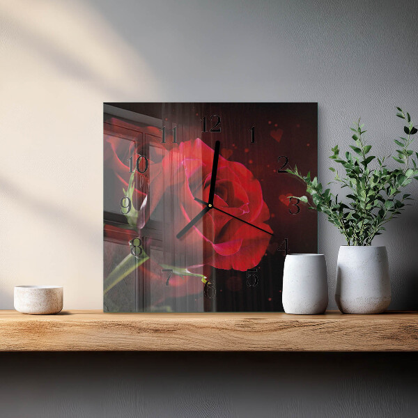 Wanduhr aus glas Rosen