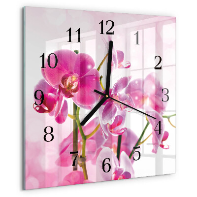 Wanduhr aus glas Orchidee