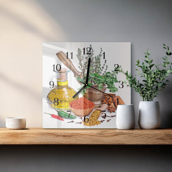 Wanduhr aus glas Gewürze
