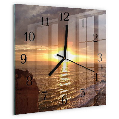 Wanduhr aus glas Sonnenuntergang