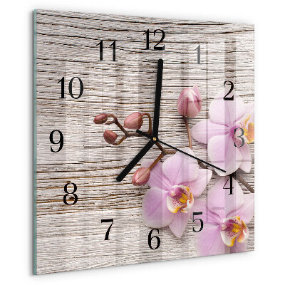 Wanduhr aus glas Orchidee