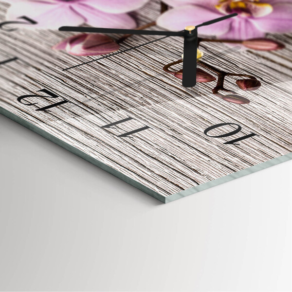 Wanduhr aus glas Orchidee
