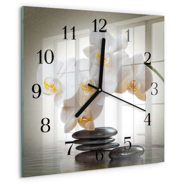 Wanduhr aus glas Orchidee