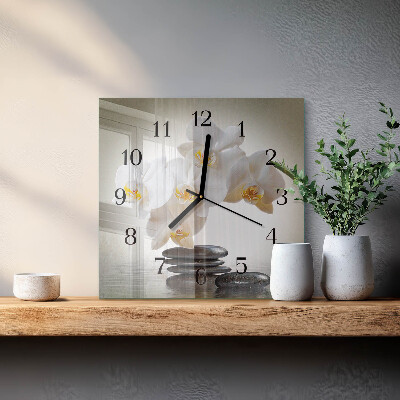 Wanduhr aus glas Orchidee