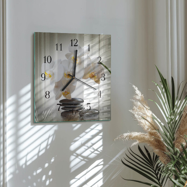 Wanduhr aus glas Orchidee
