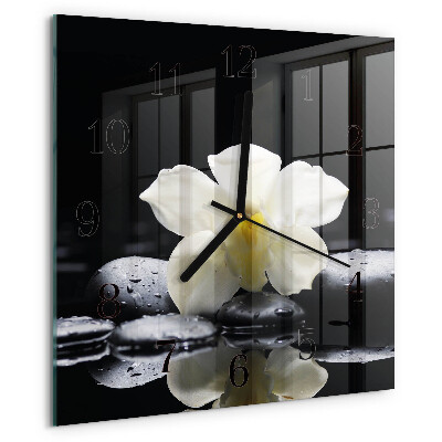Wanduhr aus glas Orchideensteine
