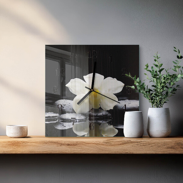Wanduhr aus glas Orchideensteine