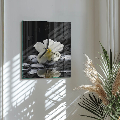 Wanduhr aus glas Orchideensteine