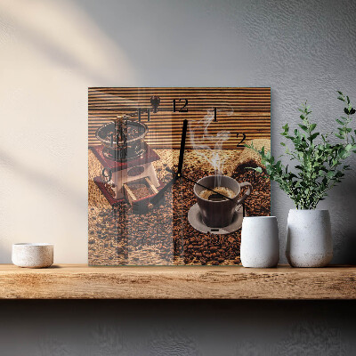 Wanduhr aus glas Kaffeebohnen