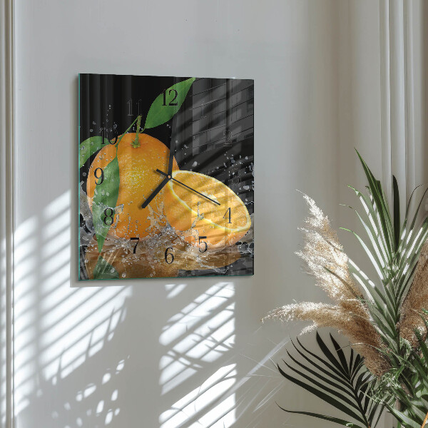 Wanduhr aus glas Orangen