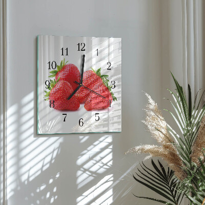 Wanduhr aus glas Erdbeeren