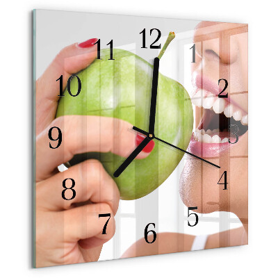 Wanduhr aus glas Apfel