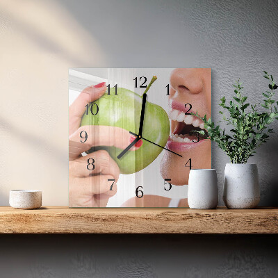Wanduhr aus glas Apfel
