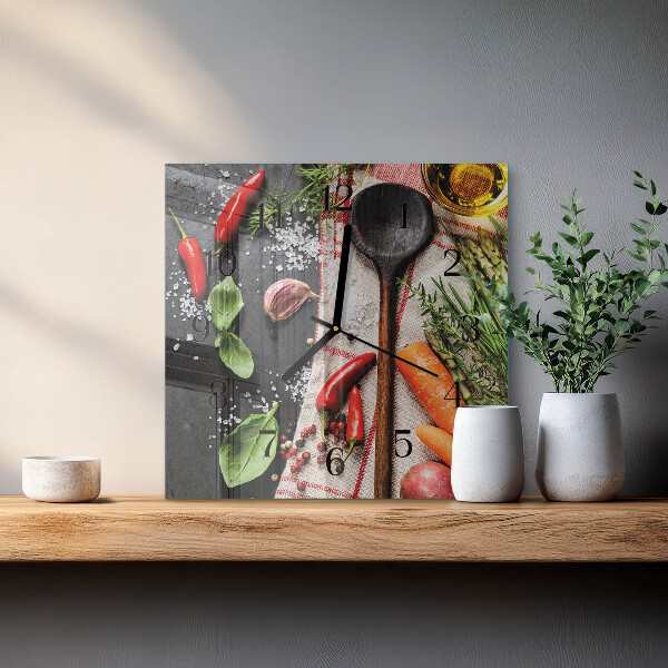 Wanduhr aus glas Gewürze