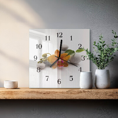 Wanduhr aus glas Orchidee