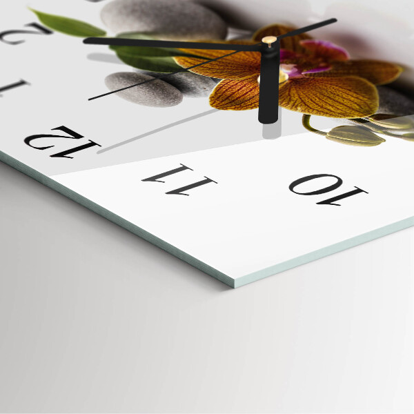 Wanduhr aus glas Orchidee