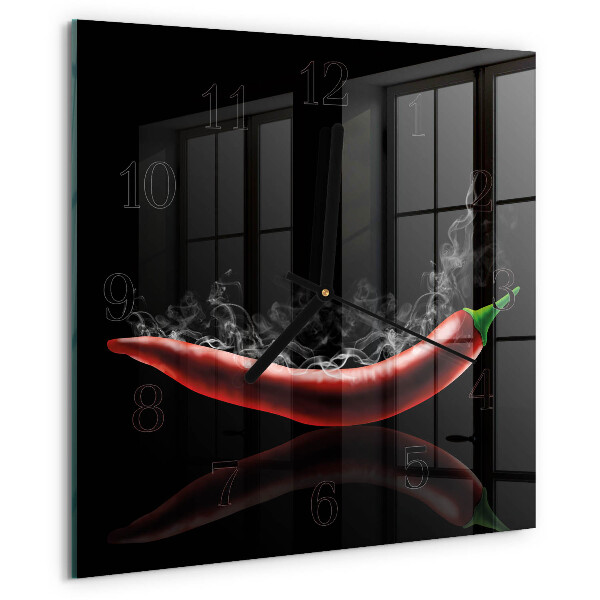 Wanduhr aus glas Chilischoten