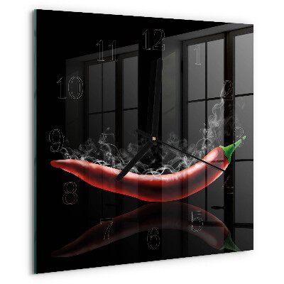 Wanduhr aus glas Chilischoten