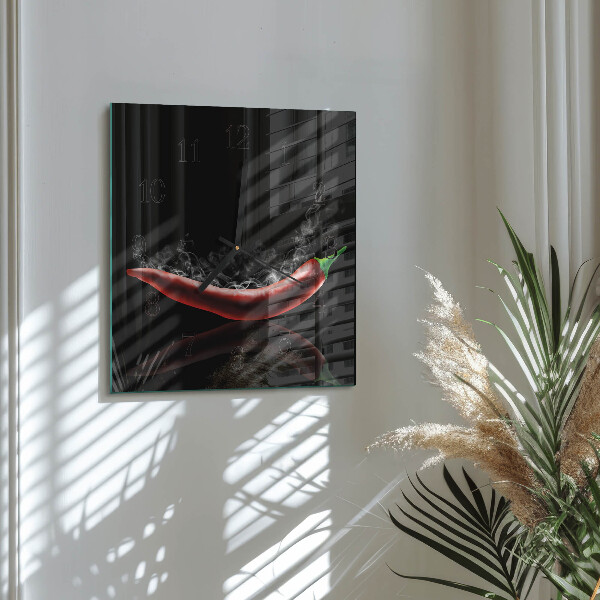 Wanduhr aus glas Chilischoten