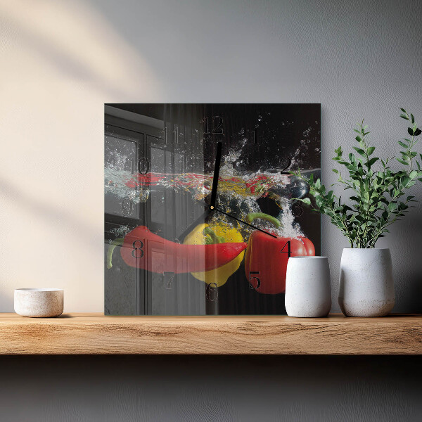 Wanduhr aus glas Pfeffer