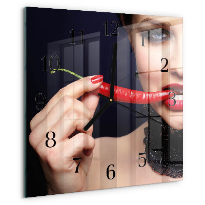 Wanduhr aus glas Chili-Pfeffer
