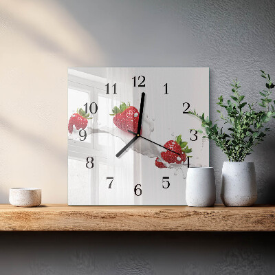 Wanduhr aus glas Erdbeere