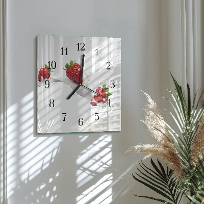 Wanduhr aus glas Erdbeere