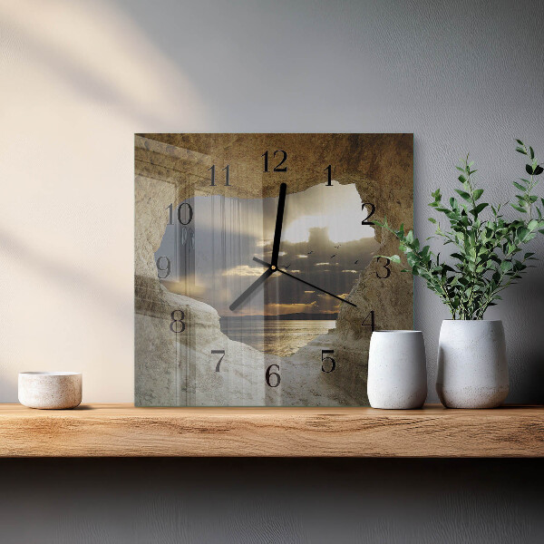 Wanduhr aus glas Herz im Felsen