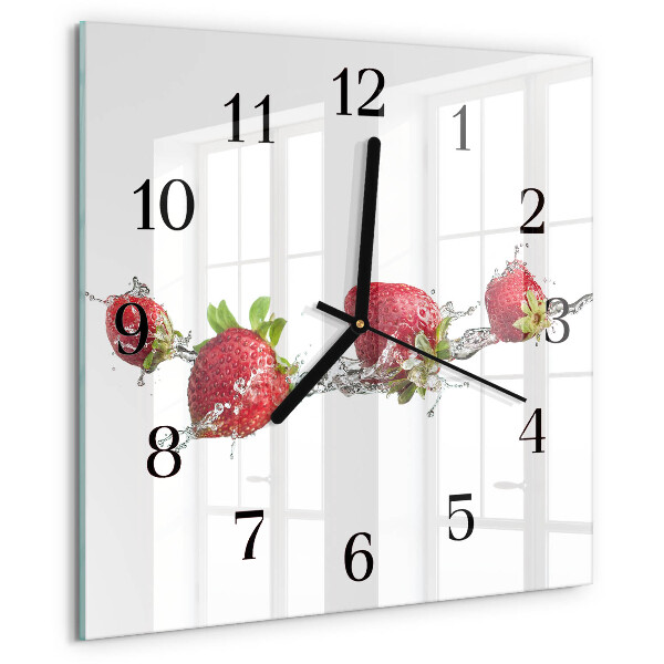Wanduhr aus glas Erdbeeren in Wasser