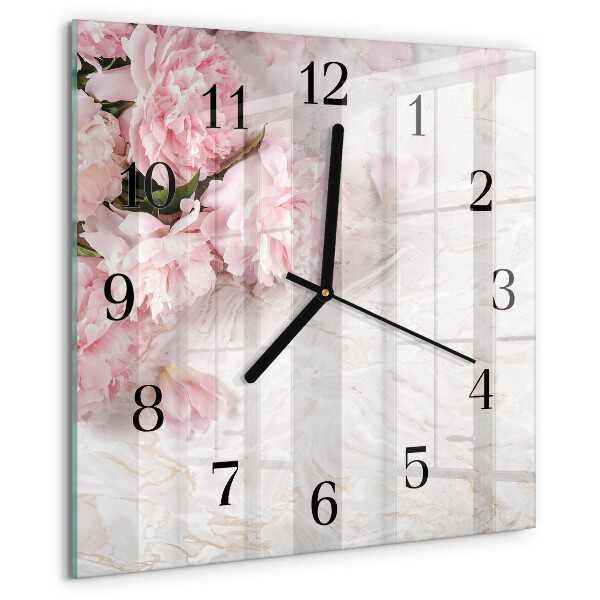 Wanduhr aus glas Blumen