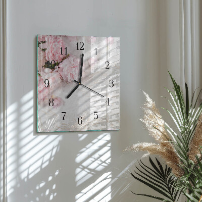 Wanduhr aus glas Blumen