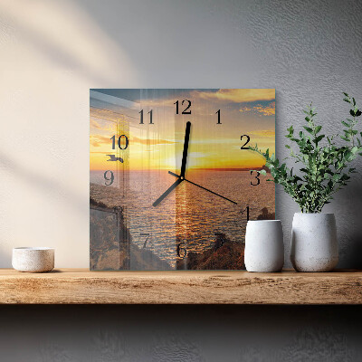 Wanduhr aus glas Sonnenuntergang